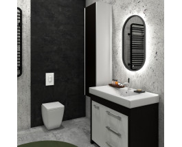 Черное зеркало с интерьерной подсветкой для ванной комнаты Арабика