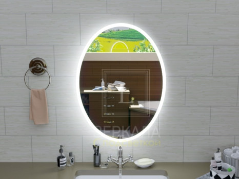 Овальное зеркало в ванную комнату с подсветкой Авелино 40х70 см