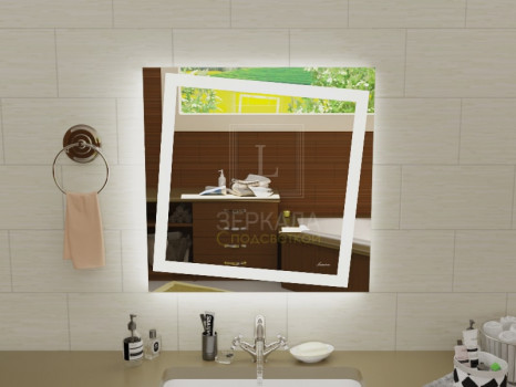 Зеркало в ванную комнату с подсветкой Торино 110х110 см