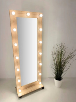Гримерное зеркало с подсветкой на подставке 167х60 Дуб сонома