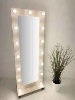 Гримерное зеркало с подсветкой на подставке 167х60 Сосна рустик