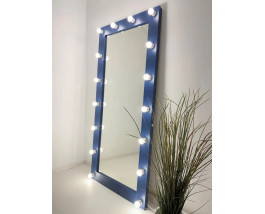 Гримерное зеркало с подсветкой в раме голубого цвета 175х80 см