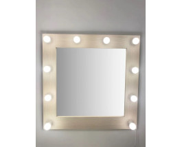 Гримерное зеркало с подсветкой 75х75 Сосна рустик