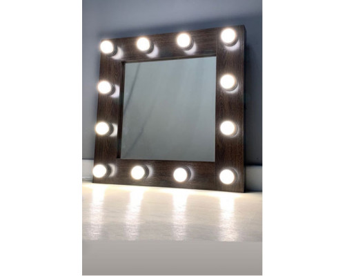 Подвесное гримерное зеркало с контурной подсветкой 60х60 см 12 ламп