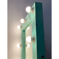 Гримерное зеркало 80x60 цвета Тиффани с подсветкой 12 ламп по контуру