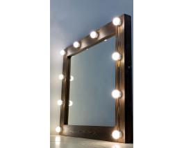 Зеркало для ванной комнаты из дерева с подсветкой 80х90 см