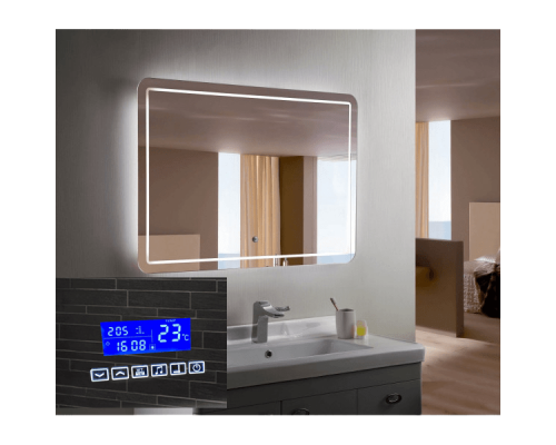 SMART зеркало в ванную комнату с подсветкой, часами и блютуз Анкона Смарт 80х60 см