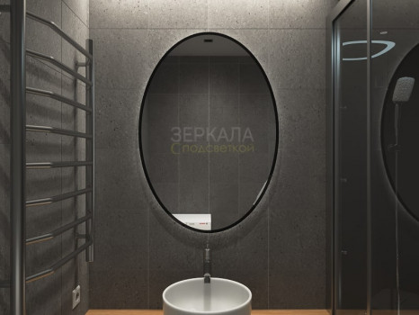 Зеркало с парящей подсветкой для ванной комнаты в черной рамке Априка Блэк