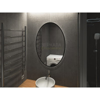 Овальное зеркало в ванну с подсветкой Априка Блэк 60х90 см