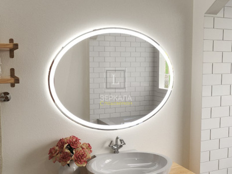 Овальное зеркало в ванну с подсветкой Ардо 90х60 см