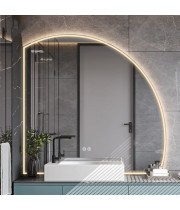 Полукруглое зеркало c подсветкой для ванной комнаты Бауру-П