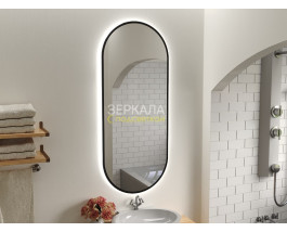 Зеркало с парящей подсветкой для ванной комнаты в черной рамке Бикардо Блэк