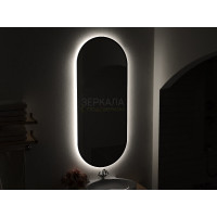 Овальное зеркало в ванную комнату с подсветкой Бикардо Блэк 50х80 см