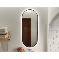 Овальное зеркало в ванную комнату с подсветкой Бикардо Блэк 90х120 см