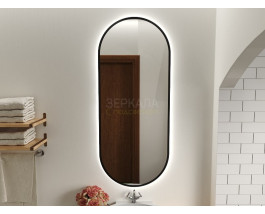 Овальное зеркало в ванную комнату с подсветкой Бикардо Блэк 900х1200 мм