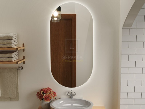 Овальное зеркало в ванную комнату с подсветкой Бикардо 90х120 см