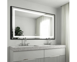 Зеркало в ванну с подсветкой в черной рамке Люмиро 140х70 см