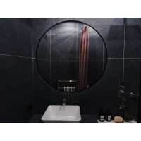 Зеркало с парящей подсветкой для ванной комнаты в черной рамке Мун Блэк 100 см