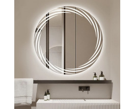 Круглое зеркало в ванну с подсветкой лентой Морган
