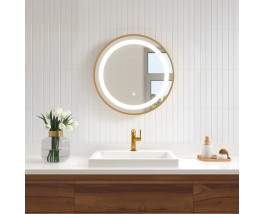 Зеркало с подсветкой для ванной комнаты в золотой рамке Розарио 70 см