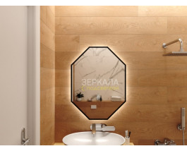 Зеркало в ванную комнату с подсветкой Валенза Блэк 65 см