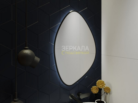 Овальное зеркало в ванну с подсветкой Васто Блэк 40х70 см