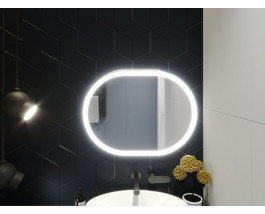 Овальное зеркало в ванную комнату с подсветкой Визанно 100х70 см