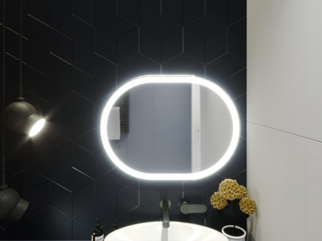 Овальное зеркало в ванную комнату с подсветкой Визанно 70х40 см