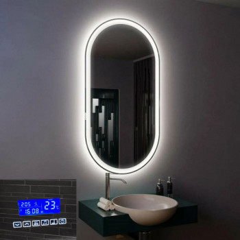 Умное зеркало в ванную комнату с подсветкой, часами и музыкой Амати Смарт