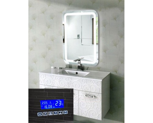 Умное зеркало в ванную комнату с подсветкой, часами и музыкой Боллато Смарт 60х80 см