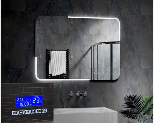 SMART зеркало в ванную комнату с подсветкой, часами и блютуз Паркер Смарт 80х60 см