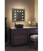 Зеркало в ванную комнату с подсветкой лампочками Ария 40х40 см