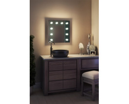 Зеркало в ванную комнату с подсветкой лампочками Ария 40х40 см