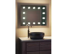 Зеркало в ванную комнату с подсветкой лампочками Мэдисон 100х80 см