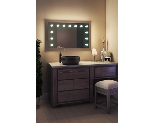 Зеркало в ванную комнату с подсветкой лампочками Лиана
