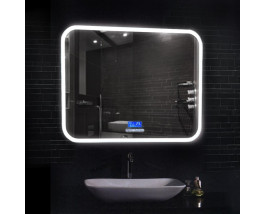 Зеркало в ванную комнату с подсветкой, часами и музыкой Армани 800х600 мм