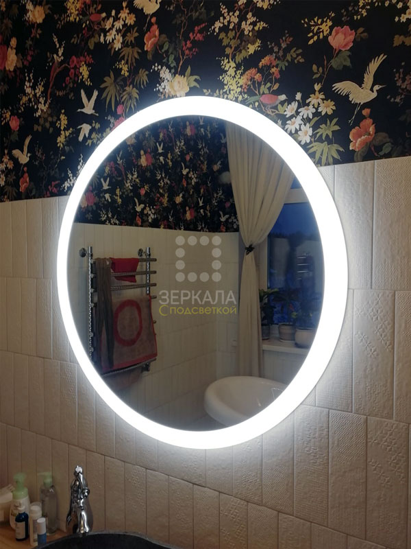 круглое зеркало с подсветкой для ванной модель Сиена