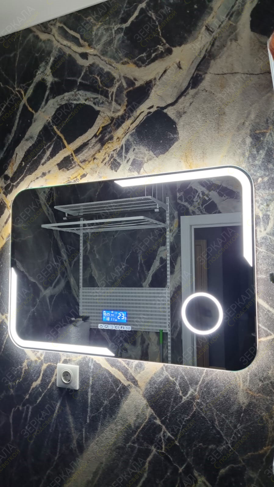 зеркало для ванной комнаты с дизайнерской подсветкой по краям Керамо